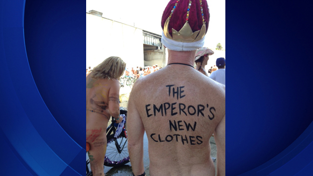 The 8th annual "World Naked Bike Ride" was held Saturday. (credit: Megan Goldsby/KNX 1070)