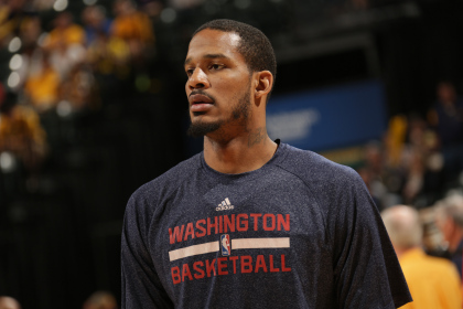 INDIANAPOLIS, IND - MAY 13: Trevor Ariza #1 of the Washington Wizards warms up before Game Five of the Eastern Conference Semi-Finals against the Indiana Pacers during the 2014 NBA Plaoffs at Bankers Life Fieldhouse on May 13, 2014 in Indianapolis, Indiana. NOTE TO USER: User expressly acknowledges and agrees that, by downloading and or using this Photograph, user is consenting to the terms and condition of the Getty Images License Agreement. Mandatory Copyright Notice: 2014 NBAE (Photo by Ron Hoskins/NBAE via Getty Images)
