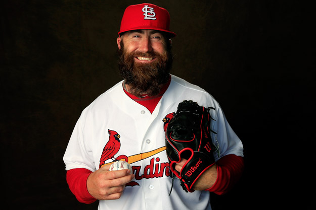 JUPITER, FL - FEBRUARY 24:  Pitcher Jason Motte #30 of the St. Louis Cardinals poses for a portrait during photo day at Roger Dean Stadium on February 24, 2014 in Jupiter, Florida.  