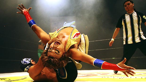 Mexican Lucha Libre Wrestler Mystico de Juarez competes against Cassandro