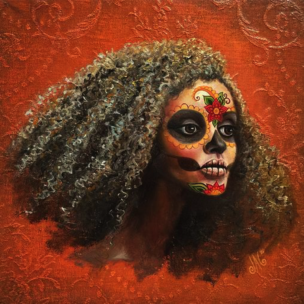 (Credit: Jeff Goodsell, “Masquarade in Beauty,” Oil and Acrylic on Wood Board)