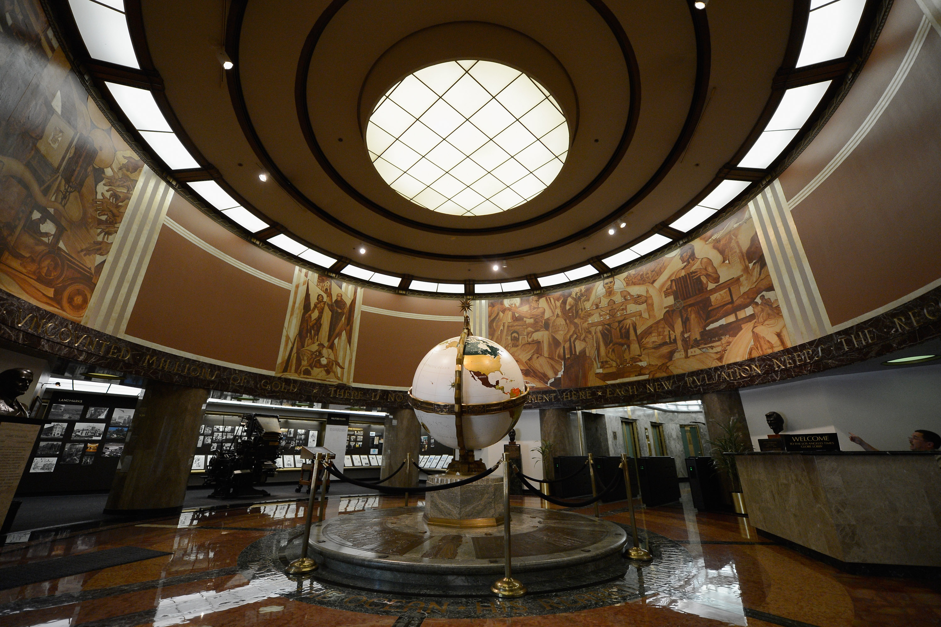 The lobby entrance of Los Angeles Times building