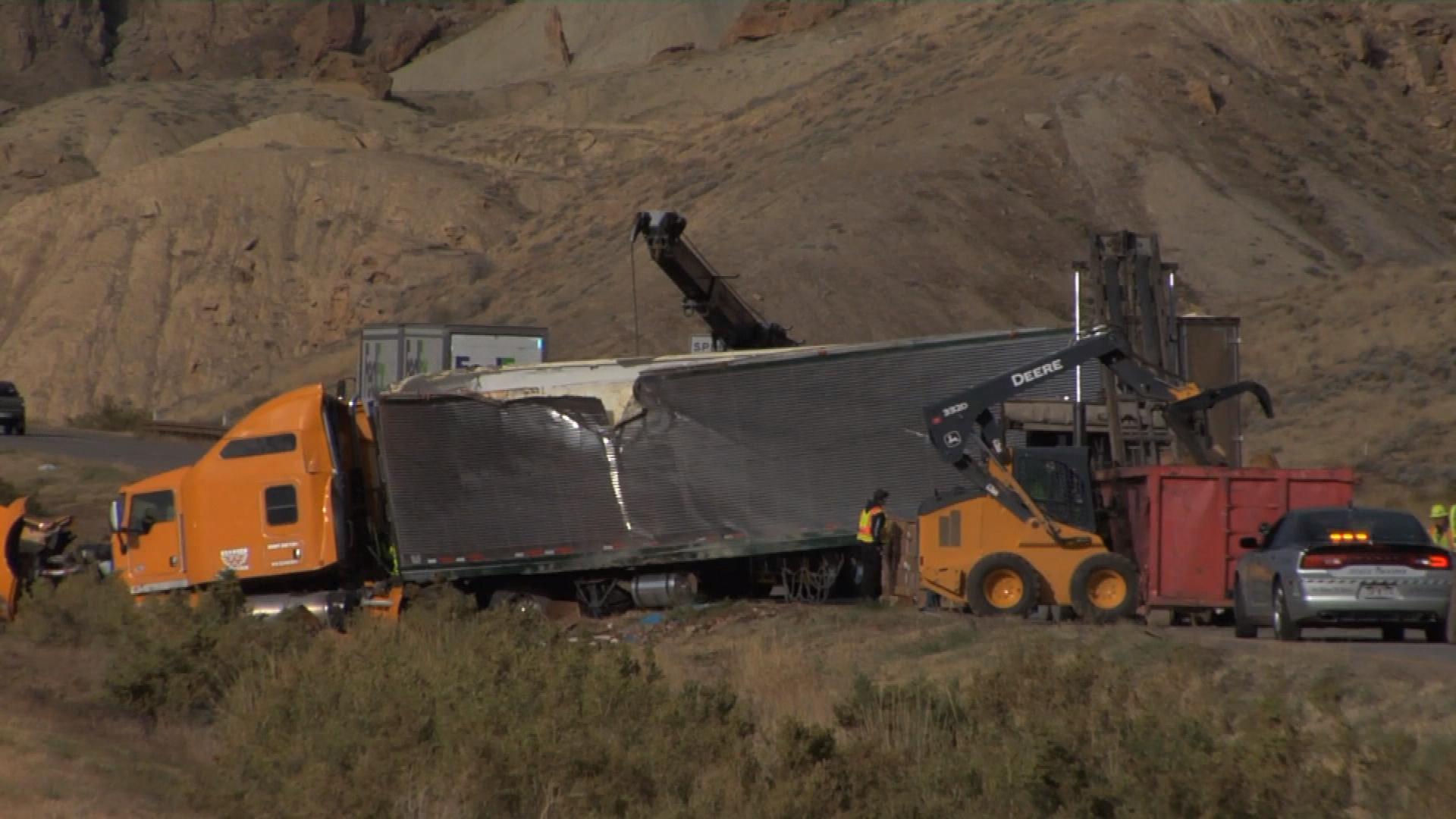 I70 In Mesa County Covered In Meat After Semi Crash CBS