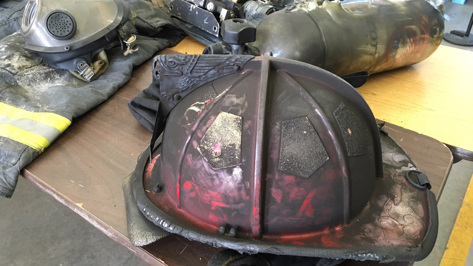 Firefighters Show Off Burned Equipment After Rescue CBS