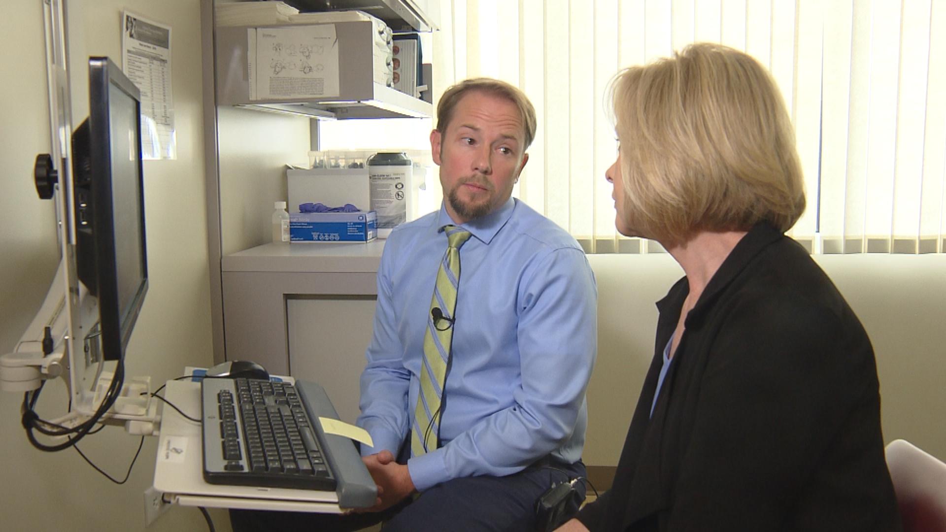 Dr. Ryan Brown is interviewed by CBS4's Kathy Walsh (credit: CBS)