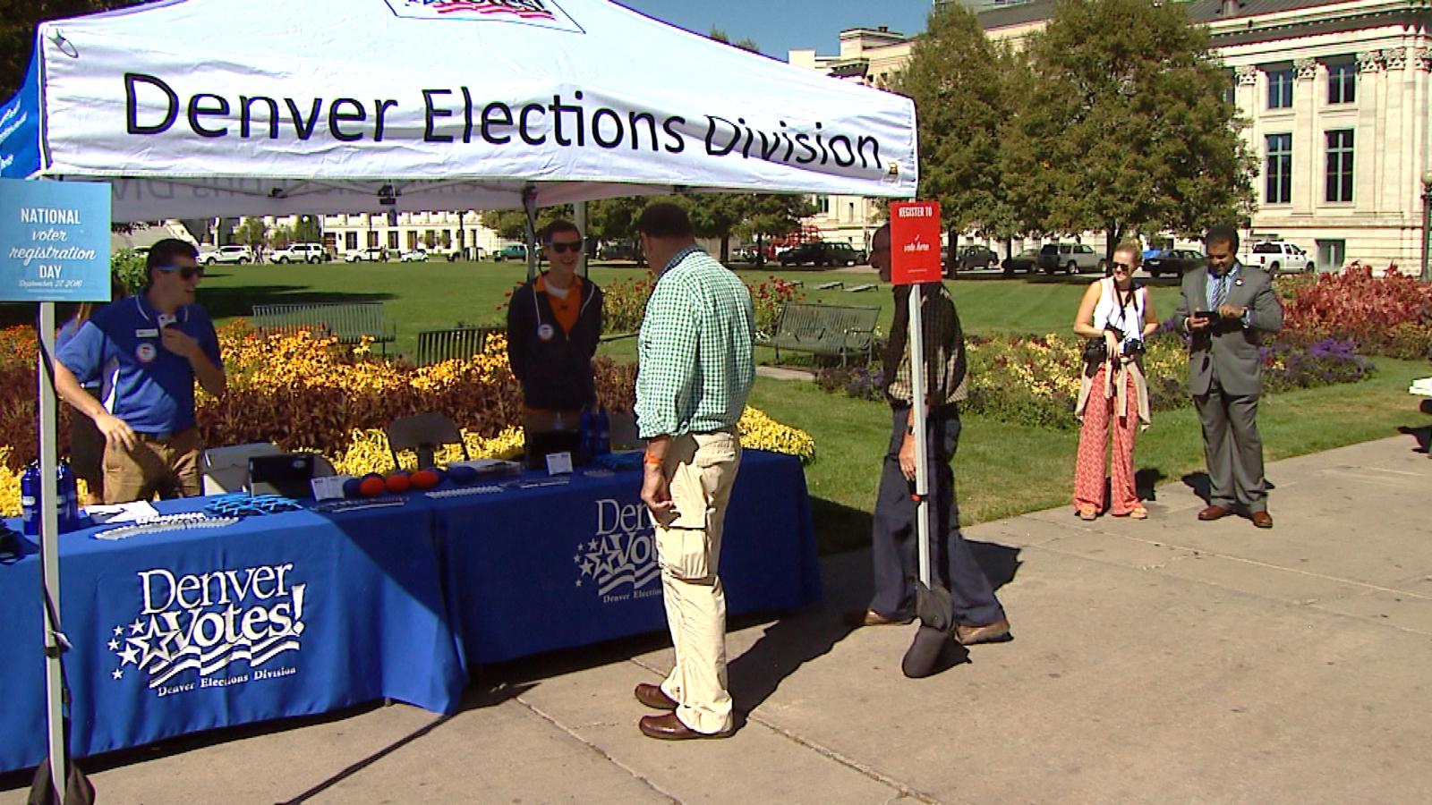 A tent in Civic Center Park (credit: CBS)