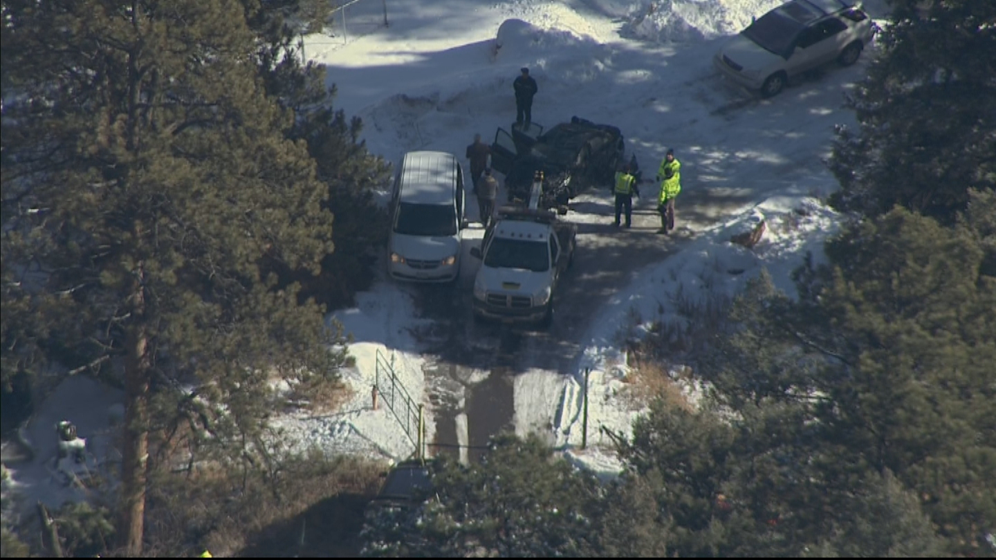 Copter4 flew over the Volkswagen after it was pulled from the creek (credit: CBS)