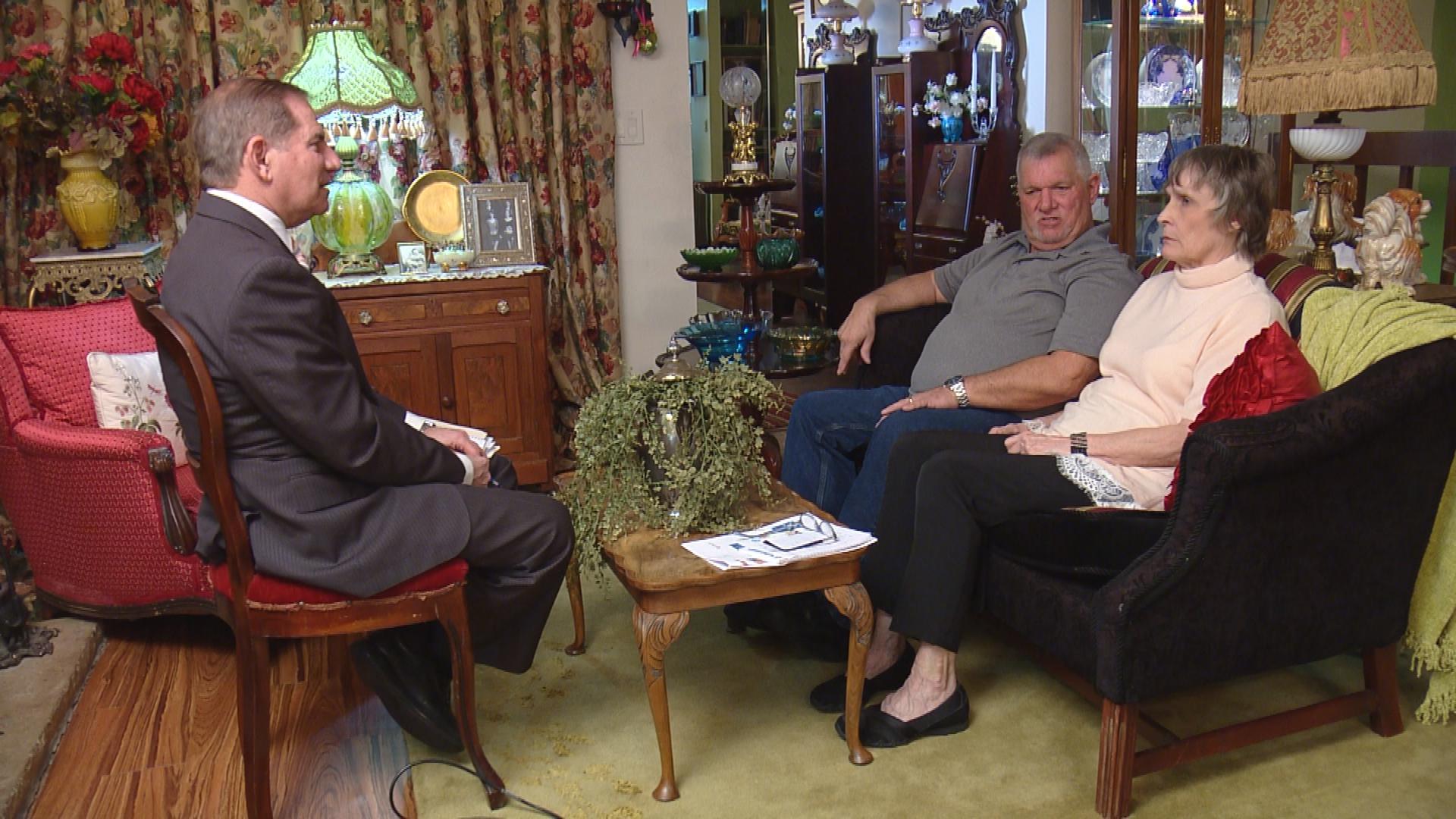 CBS4's Rick Sallinger interviews the couple.(credit: CBS)