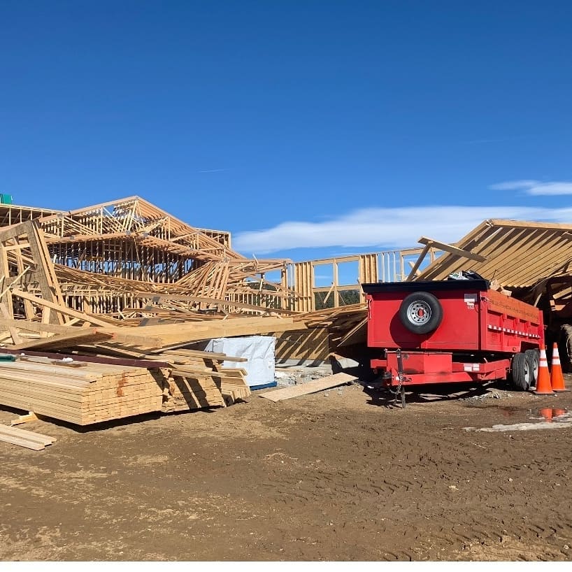 A building under construction collapsed in Bailey. (credit: Platte Canyon Fire Protection District)