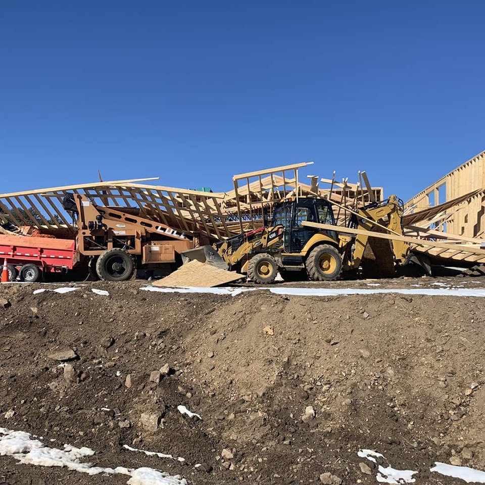 A building under construction collapsed in Bailey. (credit: Platte Canyon Fire Protection District)