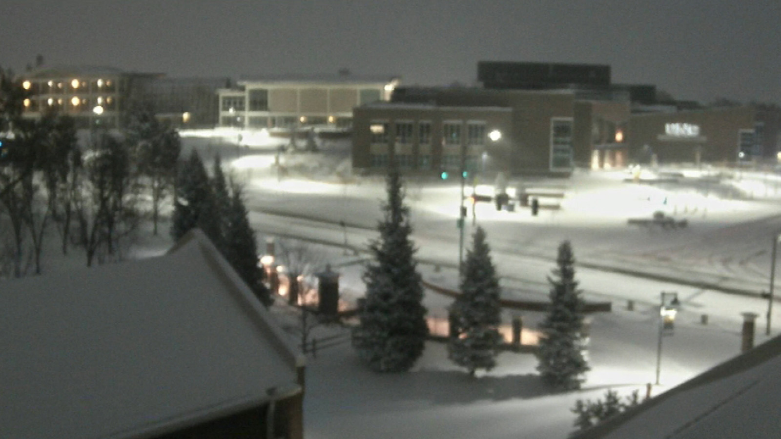 The scene at the University of Northern Colorado campus in Greeley on Tuesday before daybreak.