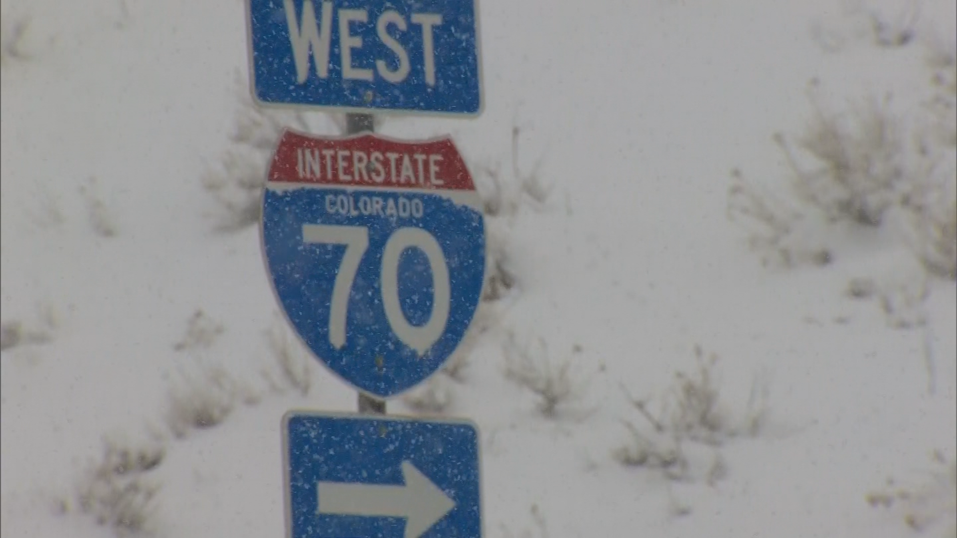 i-70 sign snow winter closed