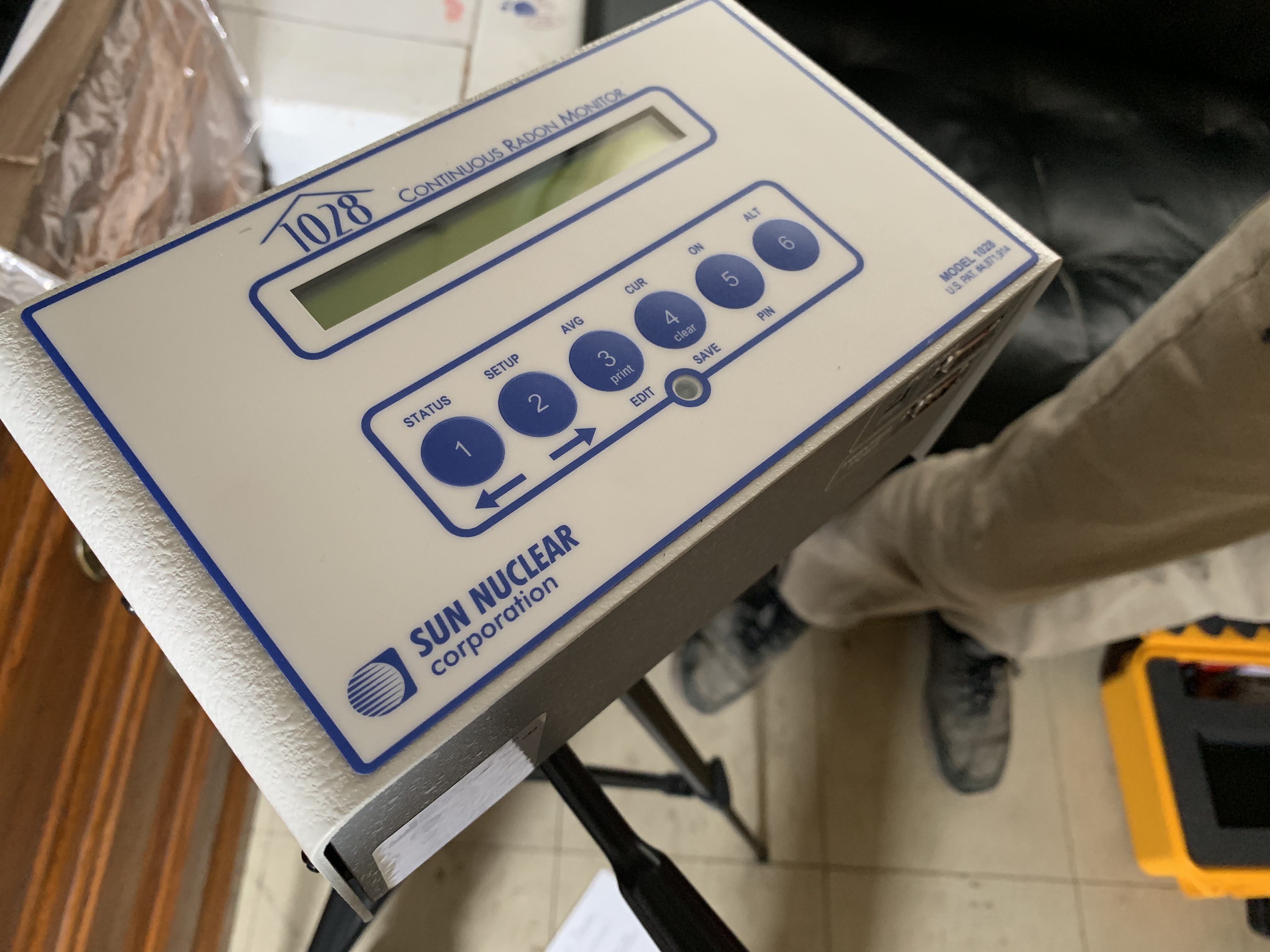 A radon testing sensor sits in a unit at Westridge Homes just before testing begins.  (Image credit: CBS4)