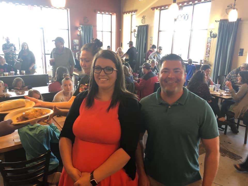 State Rep. Patrick Neville was among hundreds inside the restaurant on Sunday morning and posted a photo with April online.