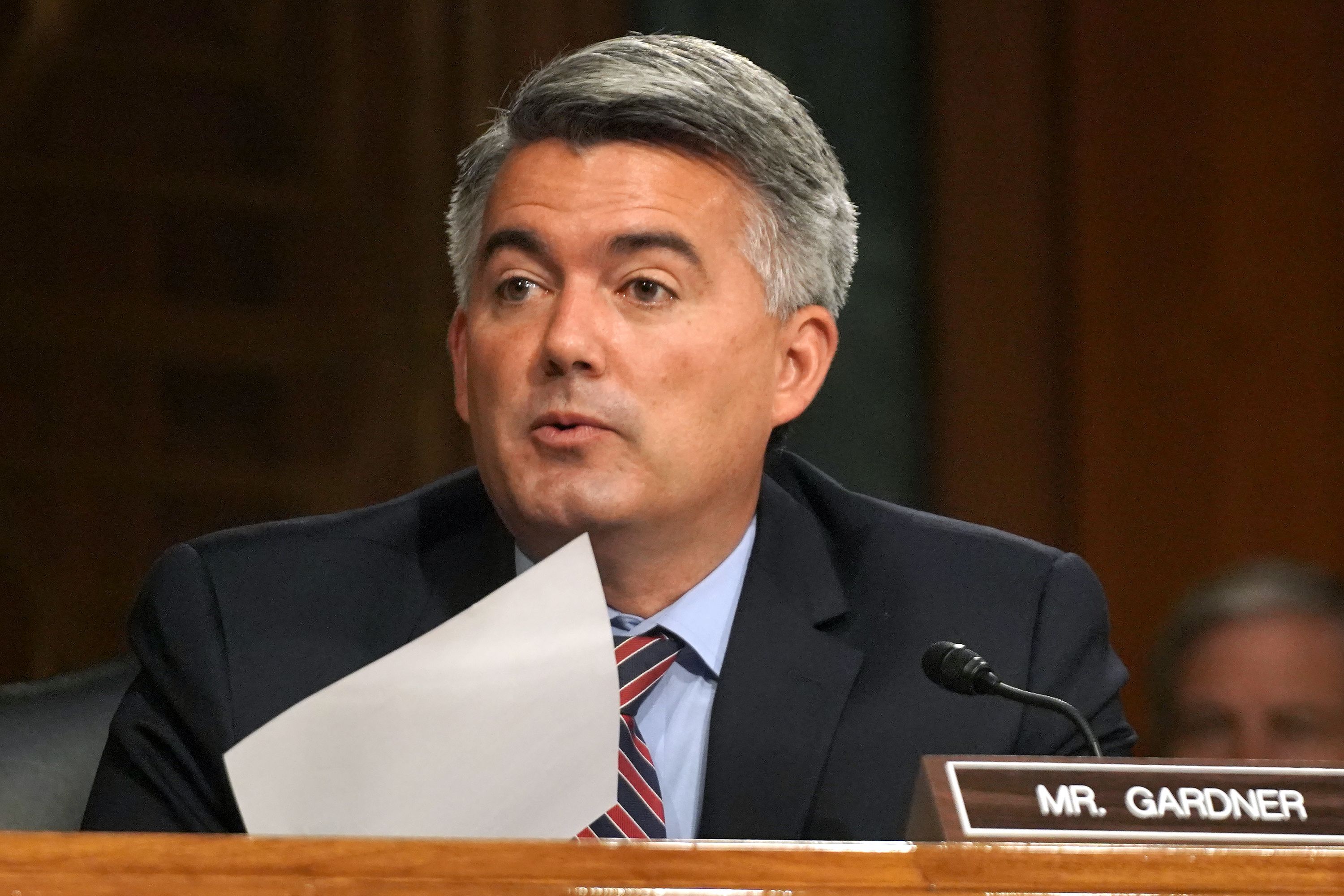 Sen. Cory Gardner during a Senate Foreign Relations committee hearing in the Dirksen Senate Office Building in Washington on July 30, 2020.