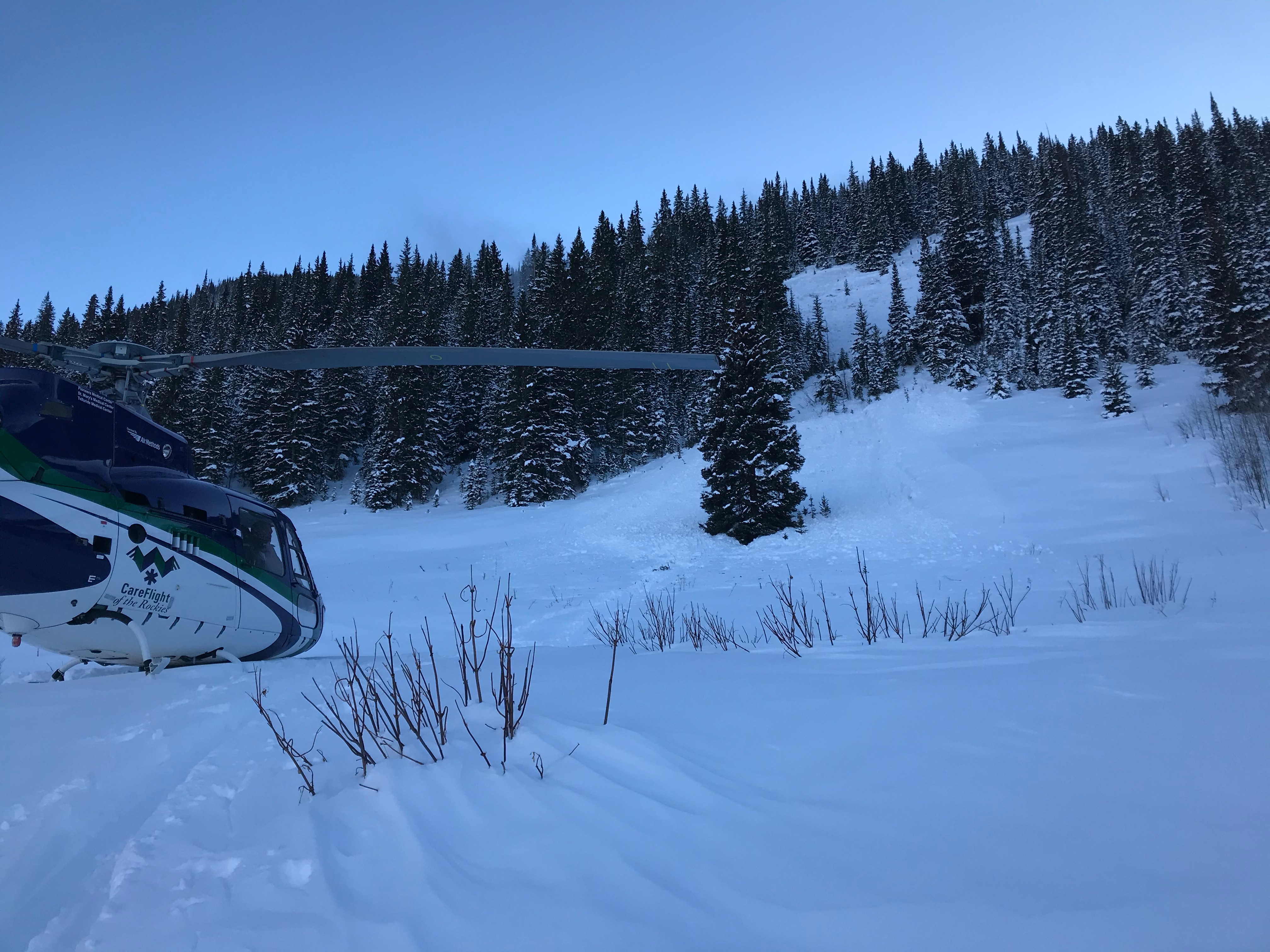 Site where an avalanche injured a snowboarder