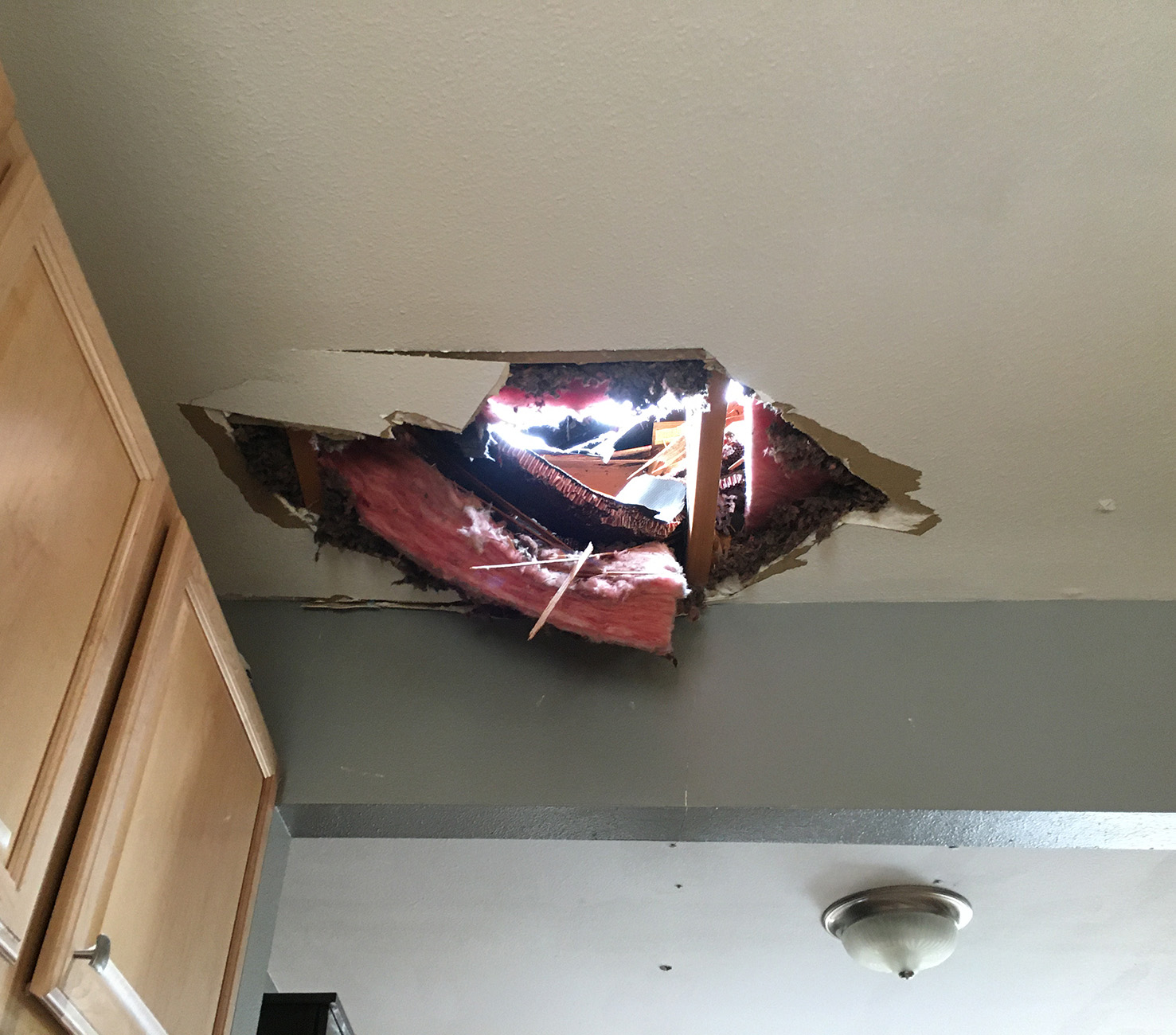 a hole in the ceiling