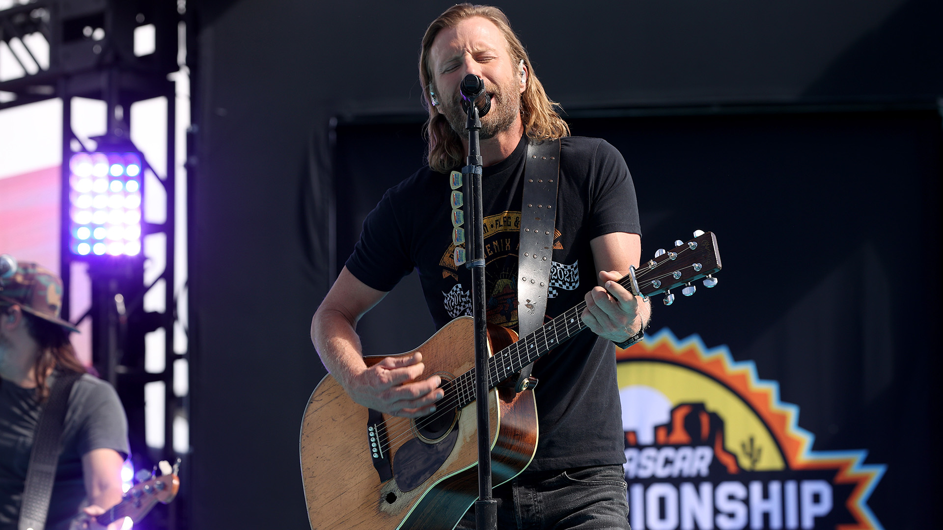 Dierks Bentley performs during pre-race ceremonies prior to the NASCAR Cup Series Championship at Phoenix Raceway on November 7, 2021 in Avondale, Arizona.
