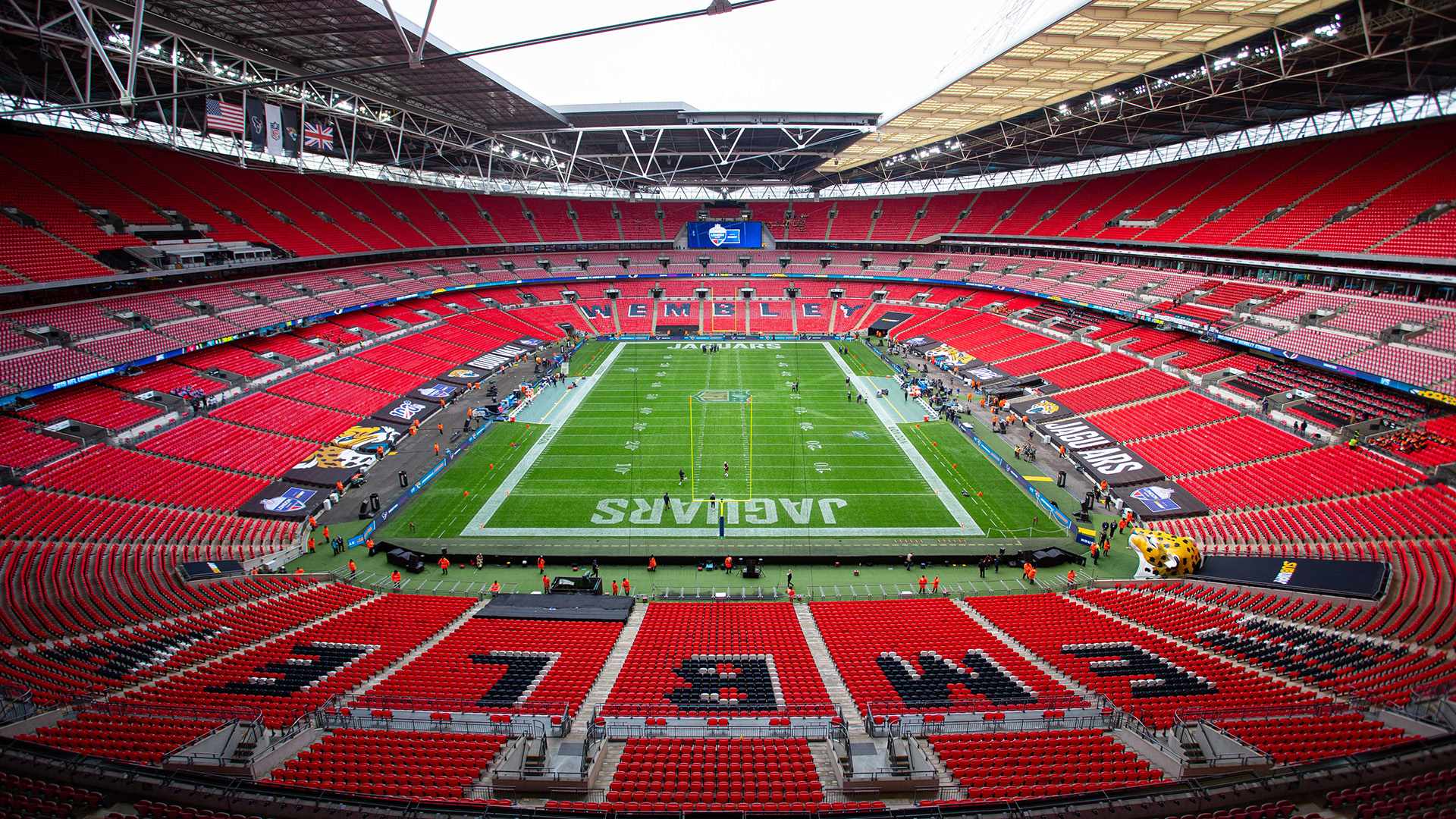 Wembley Stadium before the NFL game between the Houston Texans and the Jacksonville Jaguars in 2019 in London, England.